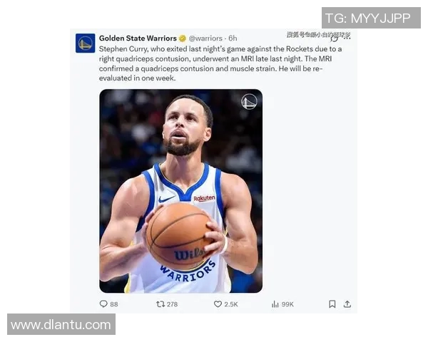 库里因左脚踝扭伤被列入伤病名单，将缺席勇士队与雷霆队的比赛